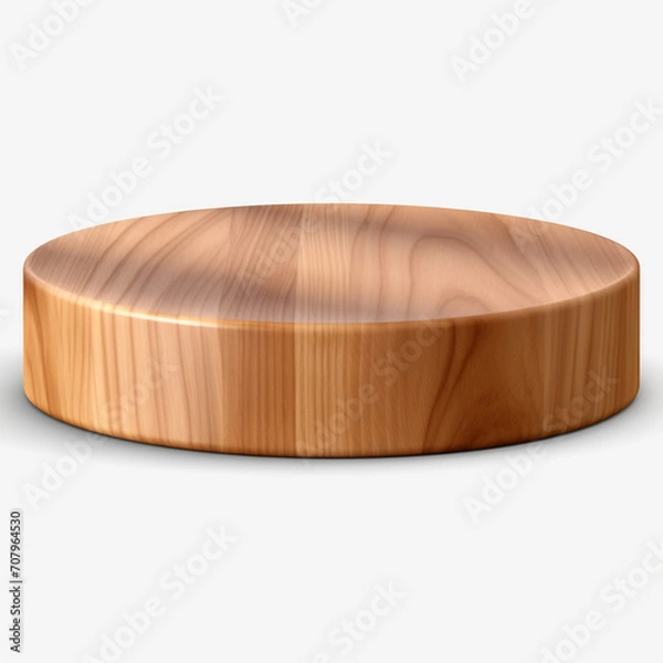 Fototapeta photography of a wooden round podium for product presentation isolated on a transparent background created with Generative Ai