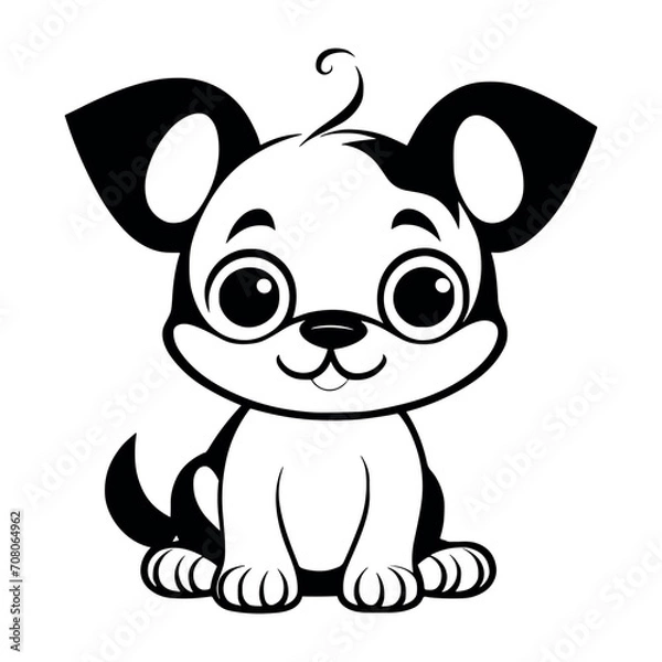 Fototapeta Cute dog vector black and white cartoon character design collection. White background. Pets, Animals.