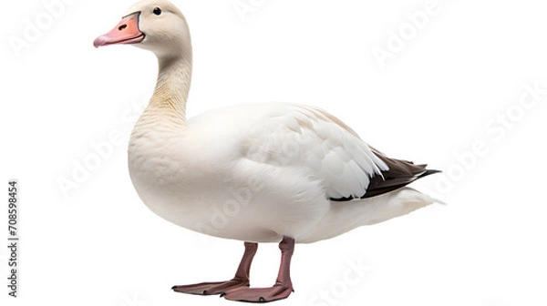 Obraz A majestic creature of contrast, the white duck with black wings glides gracefully through the water, embodying the beauty and harmony of nature