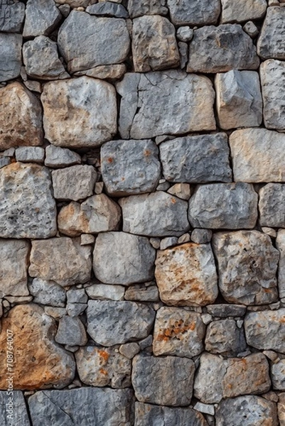 Obraz A brick wall made of various rocks and stones