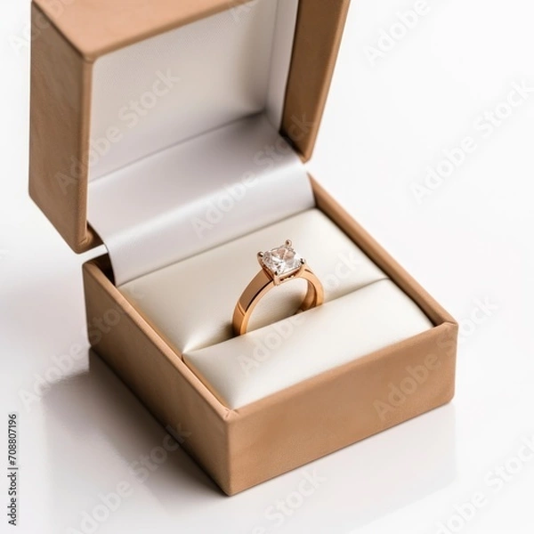 Fototapeta Photo of a wedding ring in the box