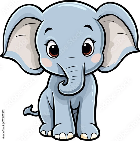 Fototapeta Cute elephant clipart design illustration