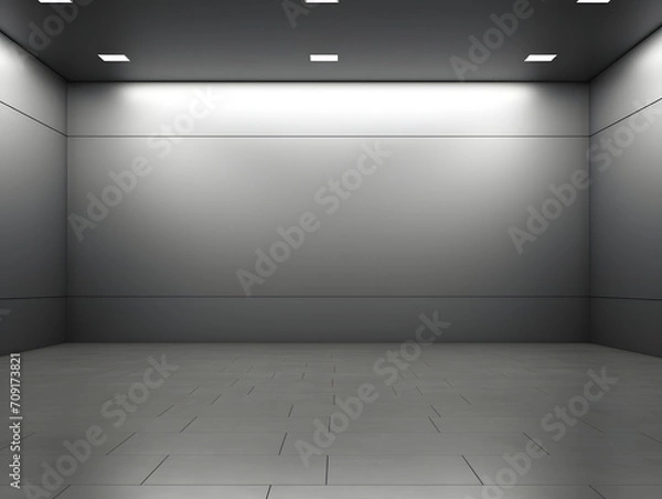 Fototapeta Rectangular fields empty gray room with a dark silver and black light