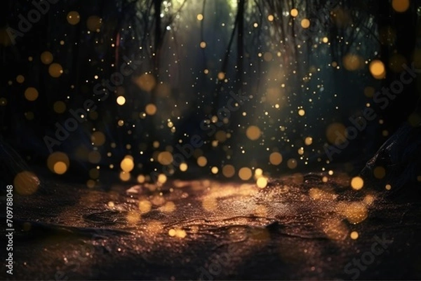 Fototapeta gold abstract background with bokeh defocused lights