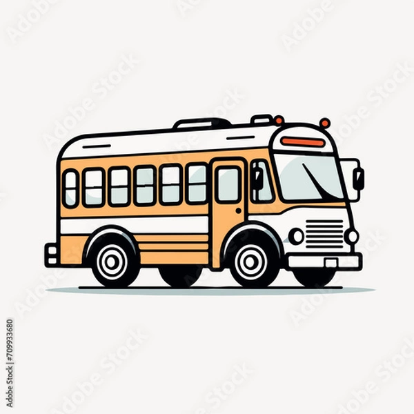 Fototapeta School bus in cartoon, doodle style. Isolated 2d vector illustration in logo, icon, sketch style, Eps 10. AI Generative