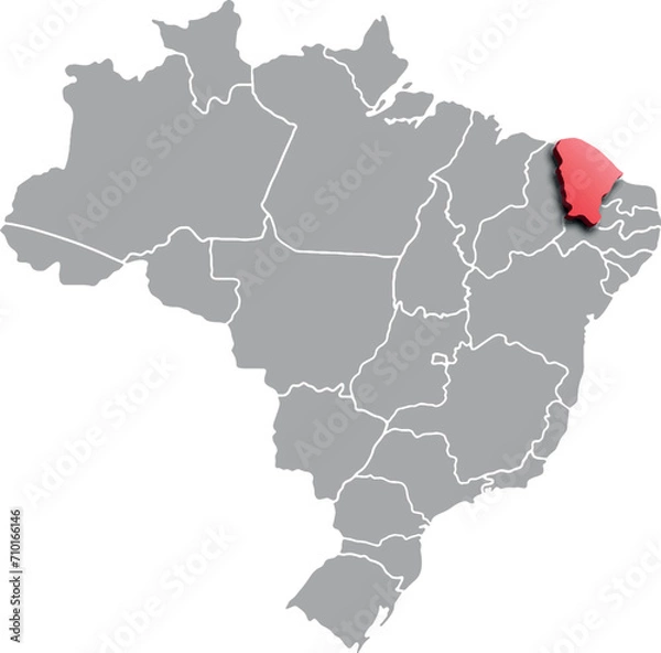 Obraz CEARA DEPARTMENT MAP PROVINCE OF BRAZIL 3D ISOMETRIC MAP