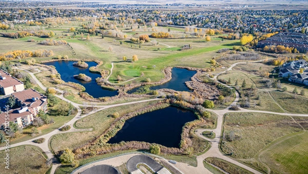 Fototapeta Wildwood Neighborhood Aerial View in Saskatoon