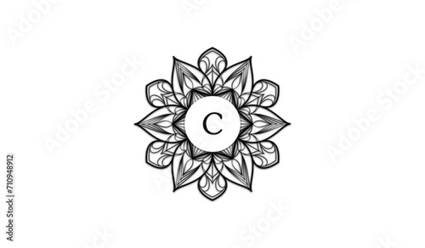 Fototapeta Luxury Retro Flower Alphabetical Logo