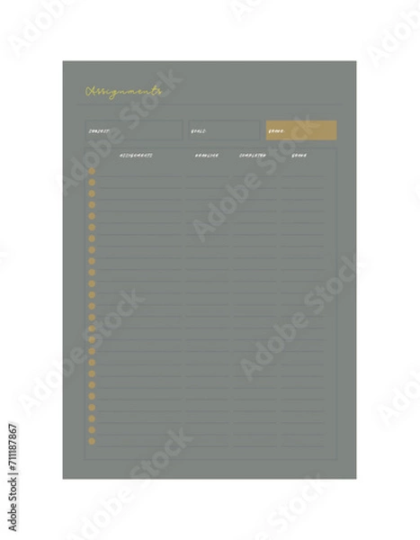 Fototapeta Assignment Planner. vector illustration. Minimalist planner template set