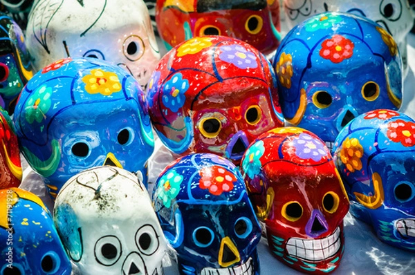 Obraz Day of the dead souvenir skulls, Dia de Muertos