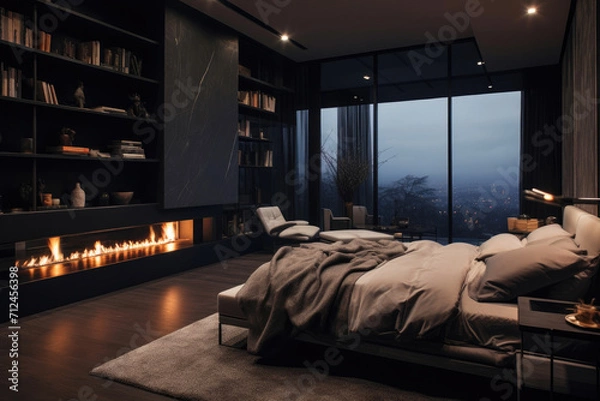 Fototapeta Contemporary Masculine Refuge: Posh Bedroom Interior