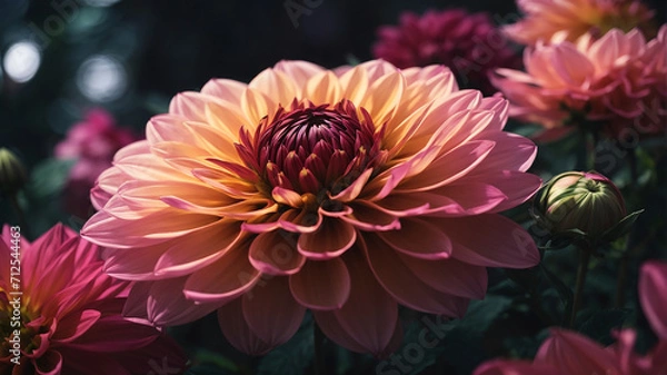 Fototapeta Beautiful Dahlia flowers in garden.