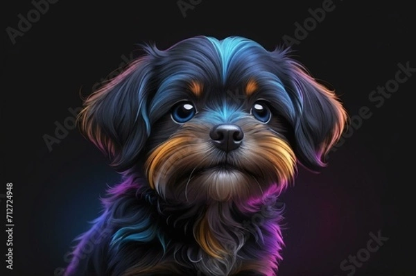 Fototapeta yorkshire terrier puppy on black background