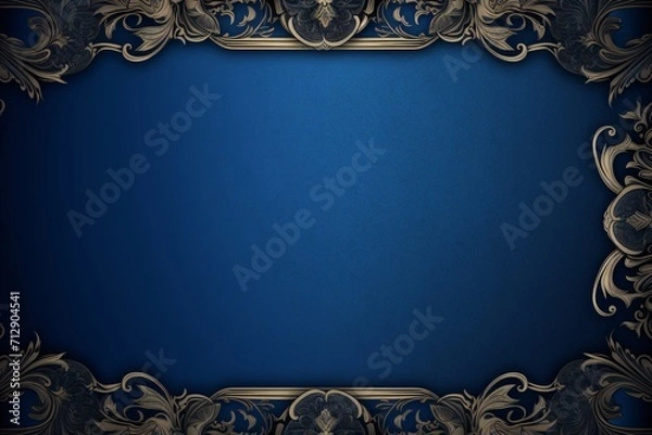 Fototapeta Blue frame design with gold borders