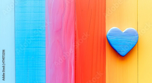 Fototapeta heart on abstract colorful wood texture background