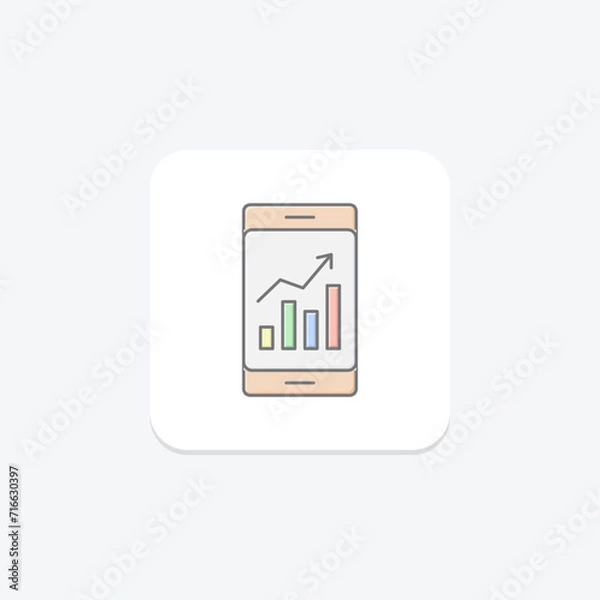 Fototapeta Mobile Analysis Icon, Mobile report icon, solid and filled outline colorful version, outline and filled vector sign , vector, pixel perfect, illustrator file