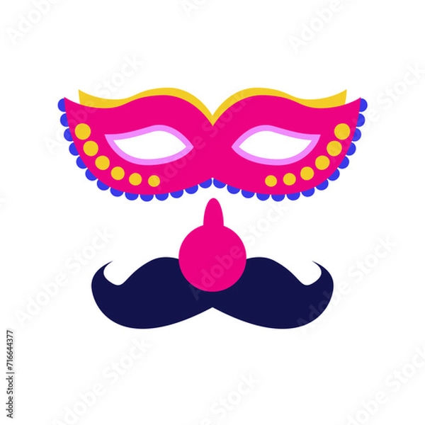 Fototapeta Masquerade , carnival and Purim colorful costume mask. Birthday party photobooth props. SVG icon