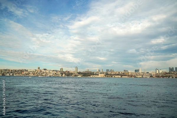 Fototapeta Besiktas district view from Istanbul Bosphorus cruise