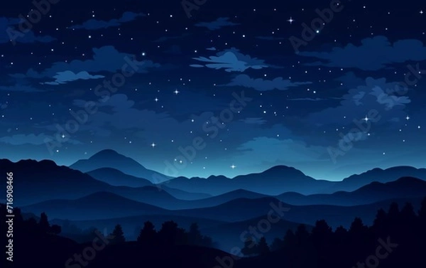 Fototapeta ight Sky with Stars Vector Illustration. beautiful evening

