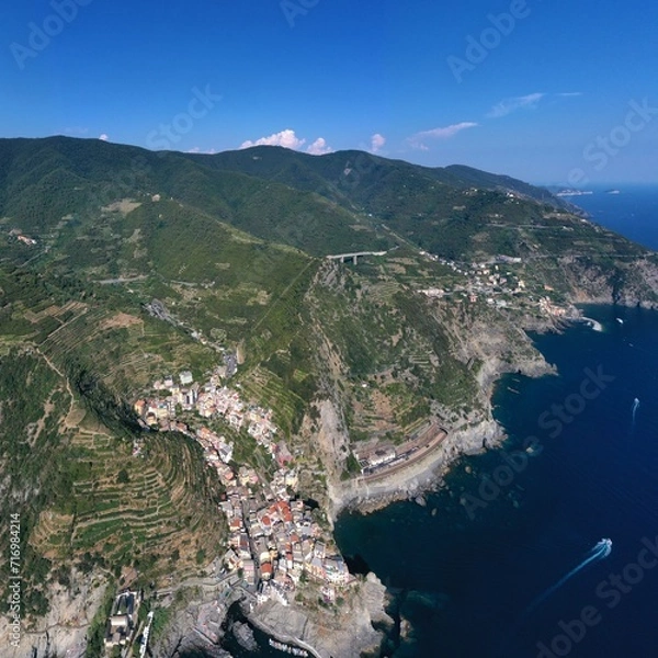 Fototapeta Aerial view of Manarola village, Cinque Terre, Italy