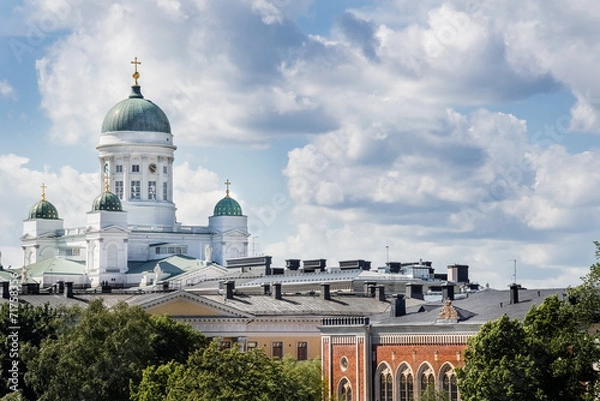 Fototapeta Helsinki Cathedral on cloudy day