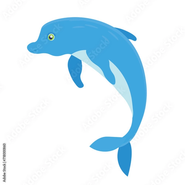 Fototapeta Dolphin. Flat vector illustration. Elements suitable for animation. 