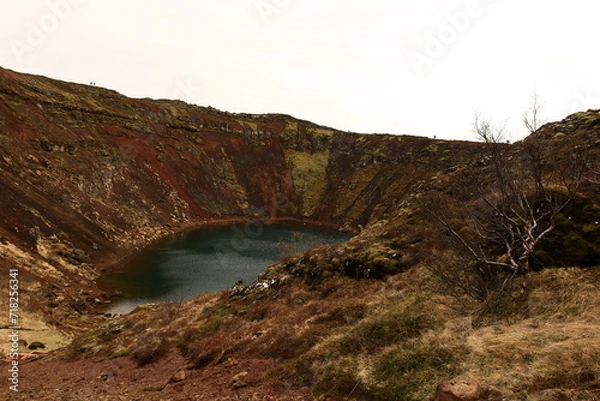 Fototapeta the Kerid is a small volcanic crater of Iceland whose bottom is occupied by a lake