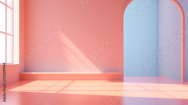 Fototapeta 3D rendering minimalist interior room, empty room, minimalist style interior background