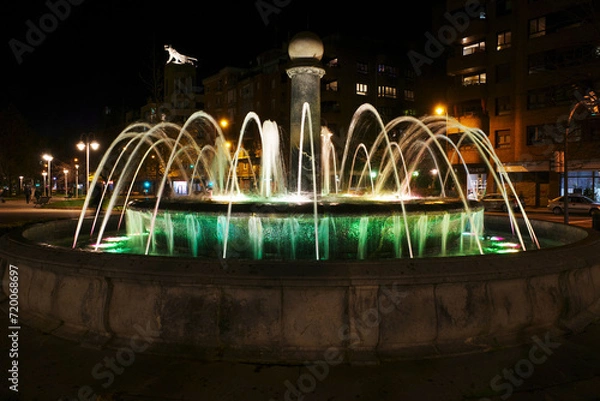 Obraz Fountain in Bilbao at night