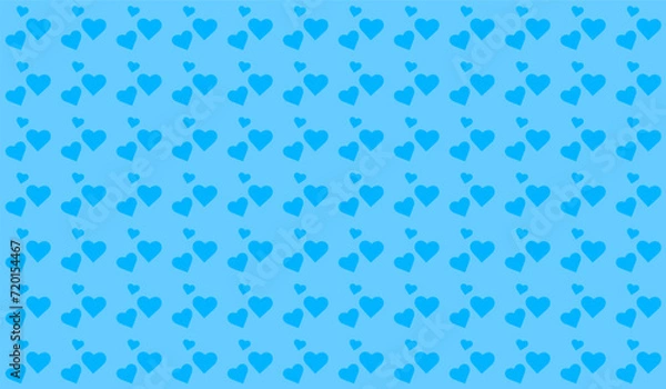 Fototapeta Endless seamless pattern of hearts. Turquois Hearts on Blue Turquois Background. Wallpaper, Wrapping paper Background for Valentine's Day Fabric design textile swatch. Light blue. Heart Love