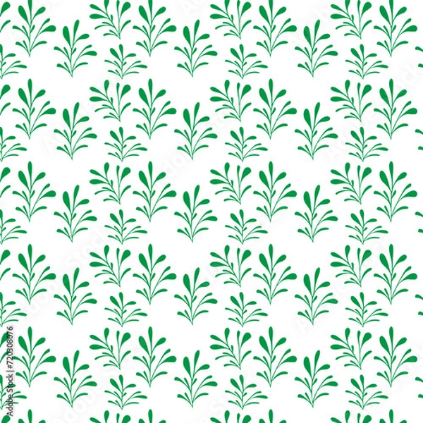 Fototapeta hand draw floral seamless pattern of green leaves Spring Blossom Vector Design on a white background, Curtain, carpet, wallpaper, clothing, wrapping,