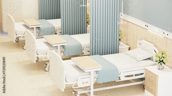 Fototapeta Esthetic and clean modern hospital patient room.