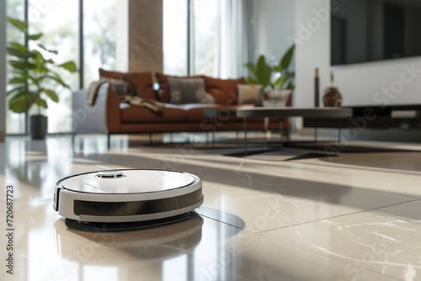 Obraz Robot Vacuum Cleaner in Modern Home