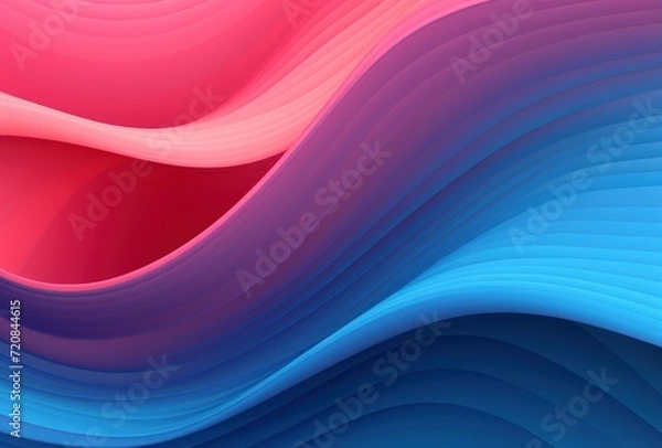 Fototapeta Blue and Pink Seamless Wavy Pattern with Waves AI Generated