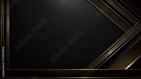 Fototapeta Luxury black background with golden lines. illustration. Eps 10 Generative AI