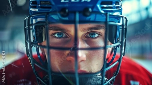 Fototapeta Hockey Player with Mask Ready to Play