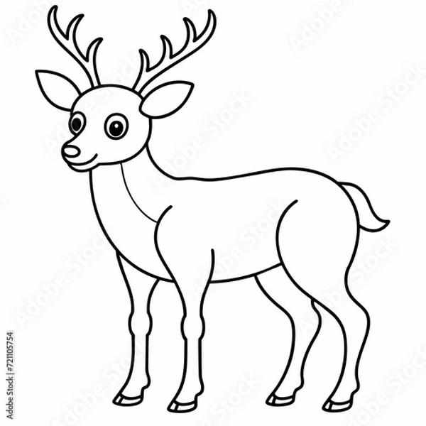 Fototapeta deer black and white vector illustration for coloring book	