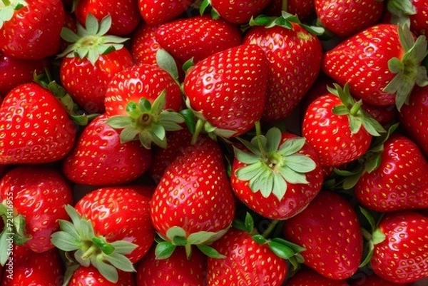 Fototapeta Background of fresh strawberries