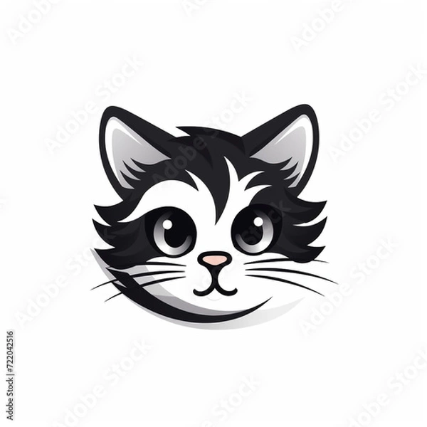 Fototapeta cute cat logo very simple design сreated with Generative Ai