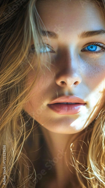 Fototapeta Closeup of a beautiful blue eyed girl