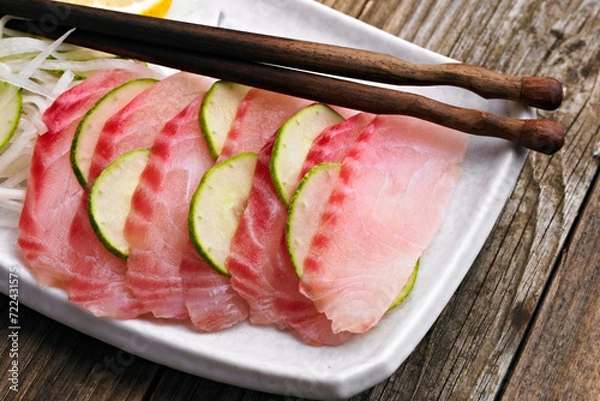 Fototapeta Close-Up of Fresh Tilapia Sashimi - 4K Ultra HD Image of Exquisite Seafood Dish