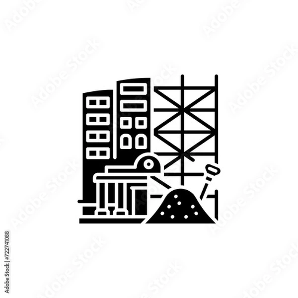 Fototapeta building construction vector icon. real estate icon solid style. perfect use for logo, presentation, website, and more. modern icon design glyph style