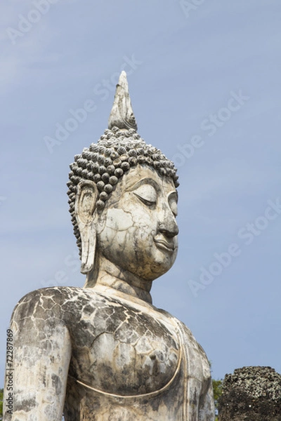 Fototapeta Ancient Buddha Statue of Sukhothai, World heritage in Thailand