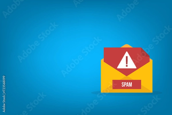 Fototapeta Spamming mailbox icon. Email hacking and spam warning symbol.	