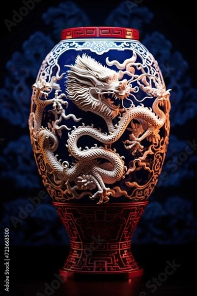 Fototapeta Dragon Motif Porcelain Vase