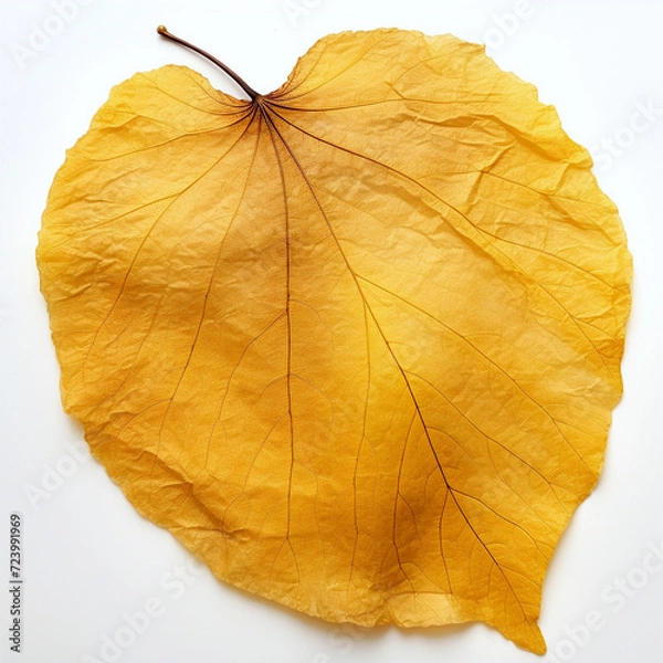 Fototapeta yellow autumn leaf on the white background