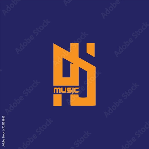 Fototapeta dj music logo design vector	