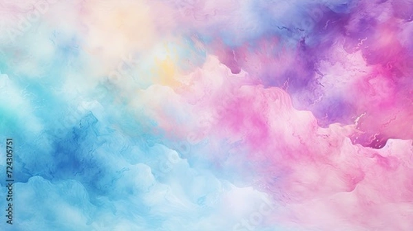 Fototapeta Beautiful wallpaper HD splash watercolor multicolor blue pink, pastel color, abstract texture colorful. Colorfull background watercolor. lettering background. Rainbow color, sky, brush strokes,