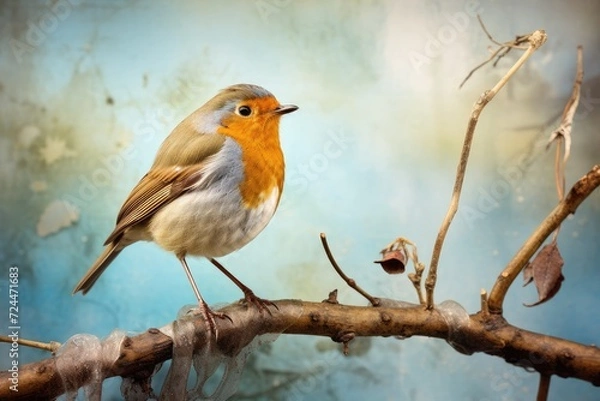 Fototapeta Serene Robin Perched Amidst Forest Splendor: Capturing Nature's Essence Generative AI