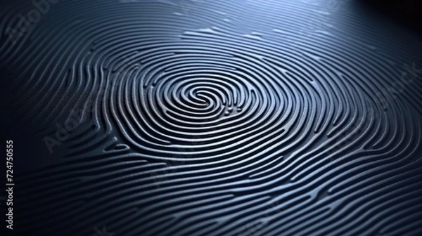 Fototapeta A detailed close-up of a fingerprint on a table. Perfect for crime scene investigations or forensic analysis.